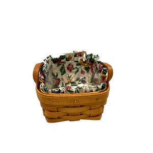 1995 Longaberger Sweet Basil Basket w/Liner & Protector 5"L x 5"W x 2.5"H